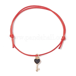 8Pcs 8 Style Heart & Skeleton Key Alloy Enamel Braided Bead Bracelets Set&nbsp;BJEW-JB09772-S