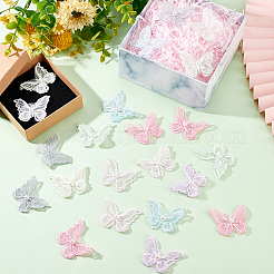 48Pcs 8 Colors Double Layered 3D Butterfly Polyester Embroidery Ornament Accessories&nbsp;PATC-FG0001-62
