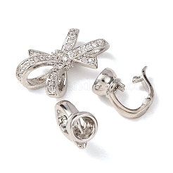 Brass Micro Pave Clear Cubic Zirconia Fold Over Clasps&nbsp;KK-D259-06P