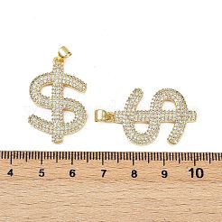 Brass Micro Pave Cubic Zirconia Pendants&nbsp;KK-S526-22G