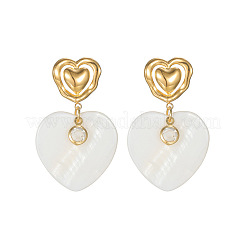 Valentine's Day 304 Stainless Steel & Natural Shell Dangle Stud Earrings&nbsp;WGB8D66-01