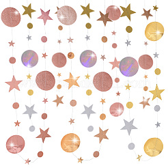 3Pcs 3 Style Paper Glitter Circle Star Garland&nbsp;HJEW-PH0001-50
