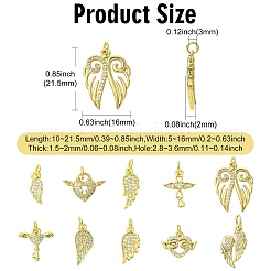 10Pcs 10 Styles Brass Micro Pave Cubic Zirconia Pendants&nbsp;KK-CJ0003-74