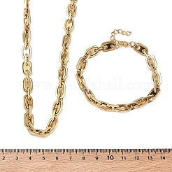 304 Stainless Steel Oval Link Chain Necklaces Bracelets Sets&nbsp;SJEW-D091-08G