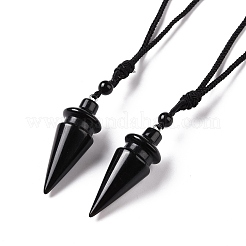 Gemstone Cone Pendant Necklace with Nylon Cord for Women&nbsp;G-A210-05
