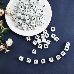 20Pcs Luminous Cube Letter Silicone Beads 12x12x12mm Square Dice Alphabet Beads with 2mm Hole Spacer Loose Letter Beads for Bracelet Necklace Jewelry Making&nbsp;JX437B
