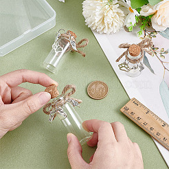 3Pcs 3 Sizes Transparent Glass Empty Bottles with Alloy Paw Print Heart Feather Charms and Cork Stopper&nbsp;AJEW-NB00018