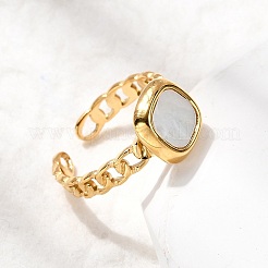 304 Stainless Steel with Shell Open Cuff Rings&nbsp;RJEW-K248-21G
