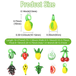 10Pcs 10 Styles Handmade Lampwork Pendants&nbsp;LAMP-CJ0002-70