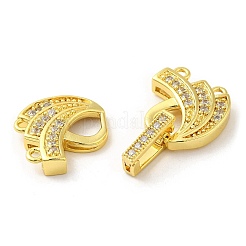 Rack Plating Brass Micro Pave Clear Cubic Zirconia Fold Over Clasps&nbsp;KK-H447-15G