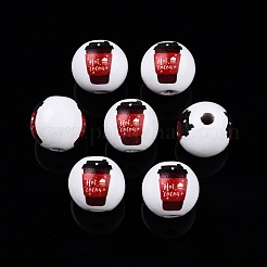 Coffee Theme Printed Wooden Beads&nbsp;WOOD-D006-10