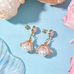 Glass Seed Bead Shell Shape Dangle Stud Earrings&nbsp;EJEW-MZ00273
