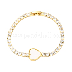 Brass Micro Pave Cubic Zirconia Link Chain Bracelets for Women&nbsp;BJEW-K273-01G-06