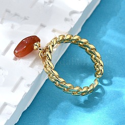 Brass Curb Chain Cuff Rings for Women&nbsp;RJEW-Z085-03G-05