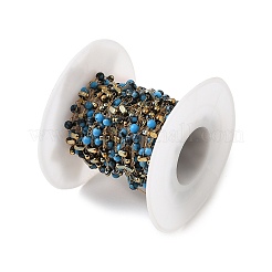 Handmade 304 Stainless Steel & Synthetic Turquoise Beaded Link Chains&nbsp;SA-CBAF245-01G