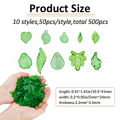 500Pcs 10 Styles Transparent Acrylic Pendants&nbsp;MACR-FH0001-28