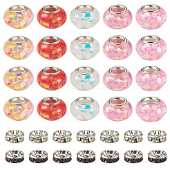 50Pcs 5 Colors Transparent Resin Rondelle European Beads&nbsp;RESI-TA0005-63B