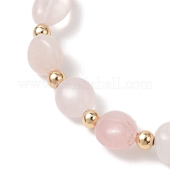 Natural Rose Quartz & Brass Beads Stretch Bracelets for Women&nbsp;BJEW-JB13414-02
