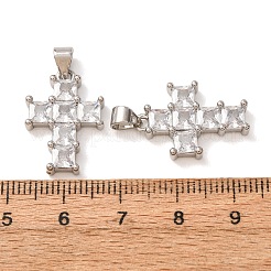 Brass Pave Clear Cubic Zirconia Pendants&nbsp;CU-CBA2907-01D-P
