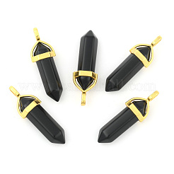 Natural Black Obsidian Bullet Double Terminated Pointed Pendants&nbsp;X-G-G902-B25