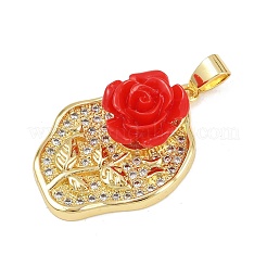 Brass Micro Pave Cubic Zirconia Pendants&nbsp;KK-P323-06G-01