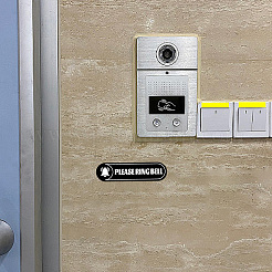 Mini PVC Coated Self Adhesive PLEASE RING BELL Warning Stickers&nbsp;STIC-WH0018-002