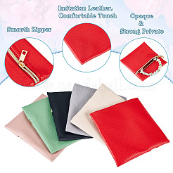 6Pcs 6 Colors Imitation Leather Jewelry Storage Zipper Bags&nbsp;ABAG-TA0001-66B
