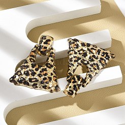 Leopard Print Alloy Dangle Stud Earrings&nbsp;LS-EJEW-K304-01D-G