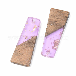 Transparent Resin & Walnut Wood Pendants&nbsp;X-RESI-S389-040A-B01