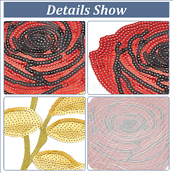 6Pcs 3 Colors Rose Flower Computerized Embroidery Polyester Ornament Accessories&nbsp;PATC-MA0001-01