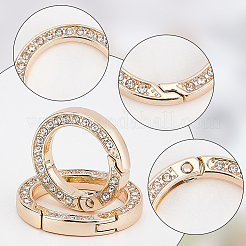 16Pcs 4 Styles Alloy Crystal Rhinestone Spring Gate Rings&nbsp;RB-WR0001-01