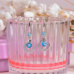 Crescent Moon & Star Drop Earrings&nbsp;JE911A