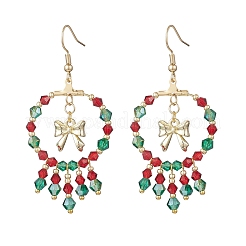 Christmas Themed Handmade Glass Seed Beads Dangle Earrings&nbsp;EJEW-MZ00488-02