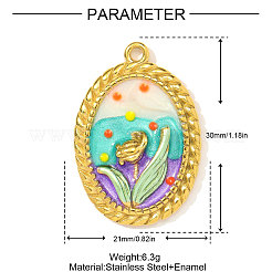 304 Stainless Steel Enamel Pendants&nbsp;STAS-OY003-82G