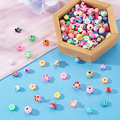 200Pcs 4 Styles Handmade Polymer Clay Flower Plum Blossom Beads&nbsp;CLAY-TA0002-05