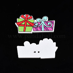 Christmas 2-Hole Spray Painted Maple Wooden Buttons&nbsp;WOOD-N005-35