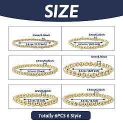 6Pcs 6 Style Synthetic Hematite Round Beaded Stretch Bracelets Set&nbsp;BJEW-SW0001-01