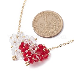 Double Interlocking Heart Glass Pendant Necklaces&nbsp;NJEW-TA00132