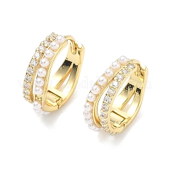 Two-layer Brass Micro Pave Clear Cubic Zirconia Hoop Earrings&nbsp;EJEW-C181-03G