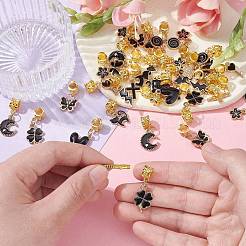 50Pcs 10 Styles Alloy Black Enamel European Dangle Charms&nbsp;PALLOY-CJ0002-79