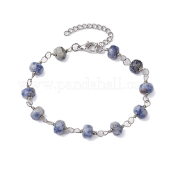 Faceted Rondelle Gemstone Link Chain Bracelets&nbsp;BJEW-JB10831