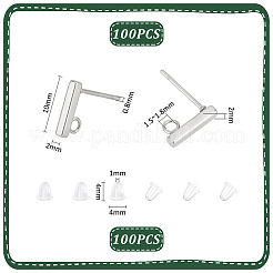 Rectangle 304 Stainless Steel Stud Earring Findings&nbsp;STAS-UN0058-32P