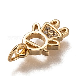 Brass Micro Pave Clear Cubic Zirconia Charms&nbsp;ZIRC-B002-65G