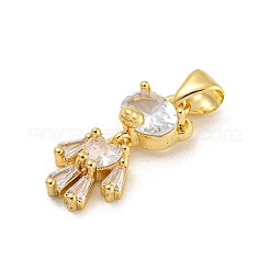 Bear Rack Plating Brass Micro Pave Cubic Zirconia Pendants&nbsp;KK-G513-18G