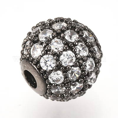 Brass Micro Pave Cubic Zirconia Beads&nbsp;ZIRC-Q013-12mm-142B-1