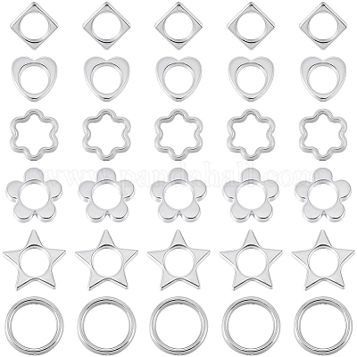 180Pcs 6 Styles 2-Hole CCB Plastic Beads Frame&nbsp;CCB-SP0001-10P-1