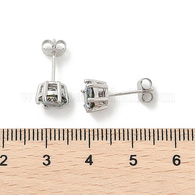 925 Sterling Silver Moissanite Rhinestone Stud Earrings&nbsp;EJEW-U042-05P-04-1