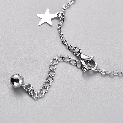 Brass Star & Round Charm Anklets&nbsp;AJEW-B005-12P-1