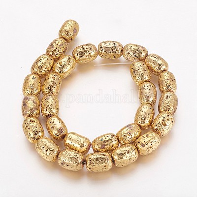 Electroplated Natural Lava Rock Beads Strands&nbsp;G-P400-12G-1