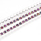 Iron Rhinestone Cup Chains, with Spool, Silver, Violet, 2~2.5x2~2.5x2~2.5mm, about 30.00 Feet(9.14m)/Roll